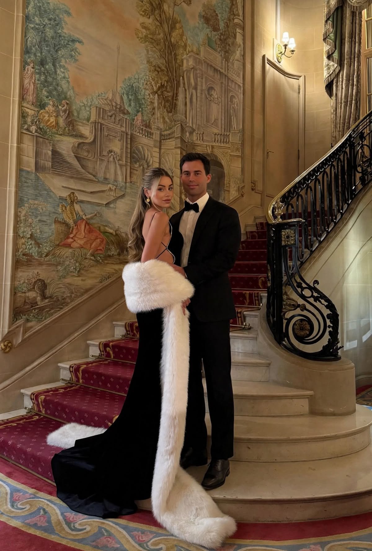 Old Money Couple | Luxury Staircase & Black Tie Poses
