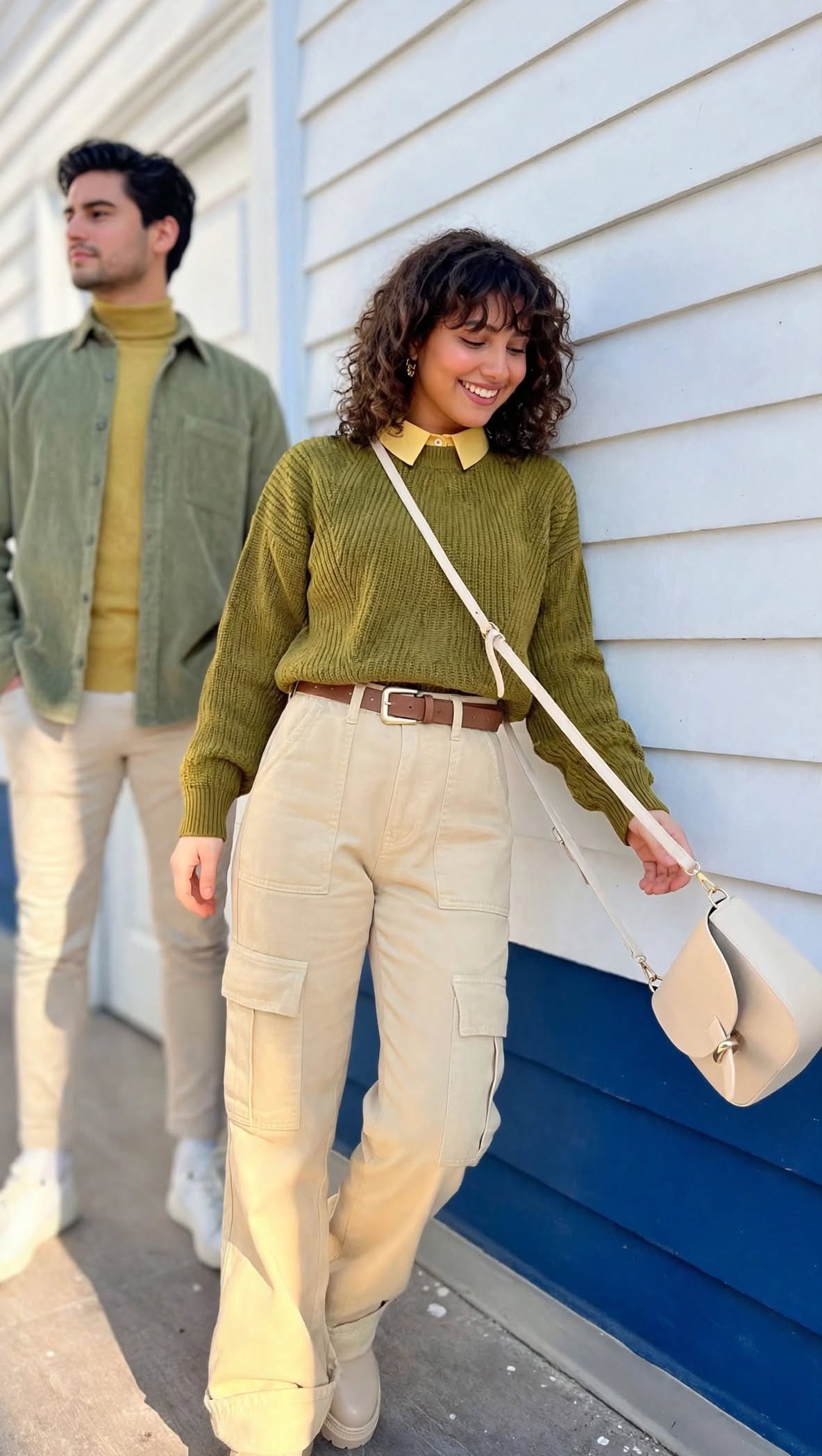 Olive & Beige Matching Couple – Casual Style