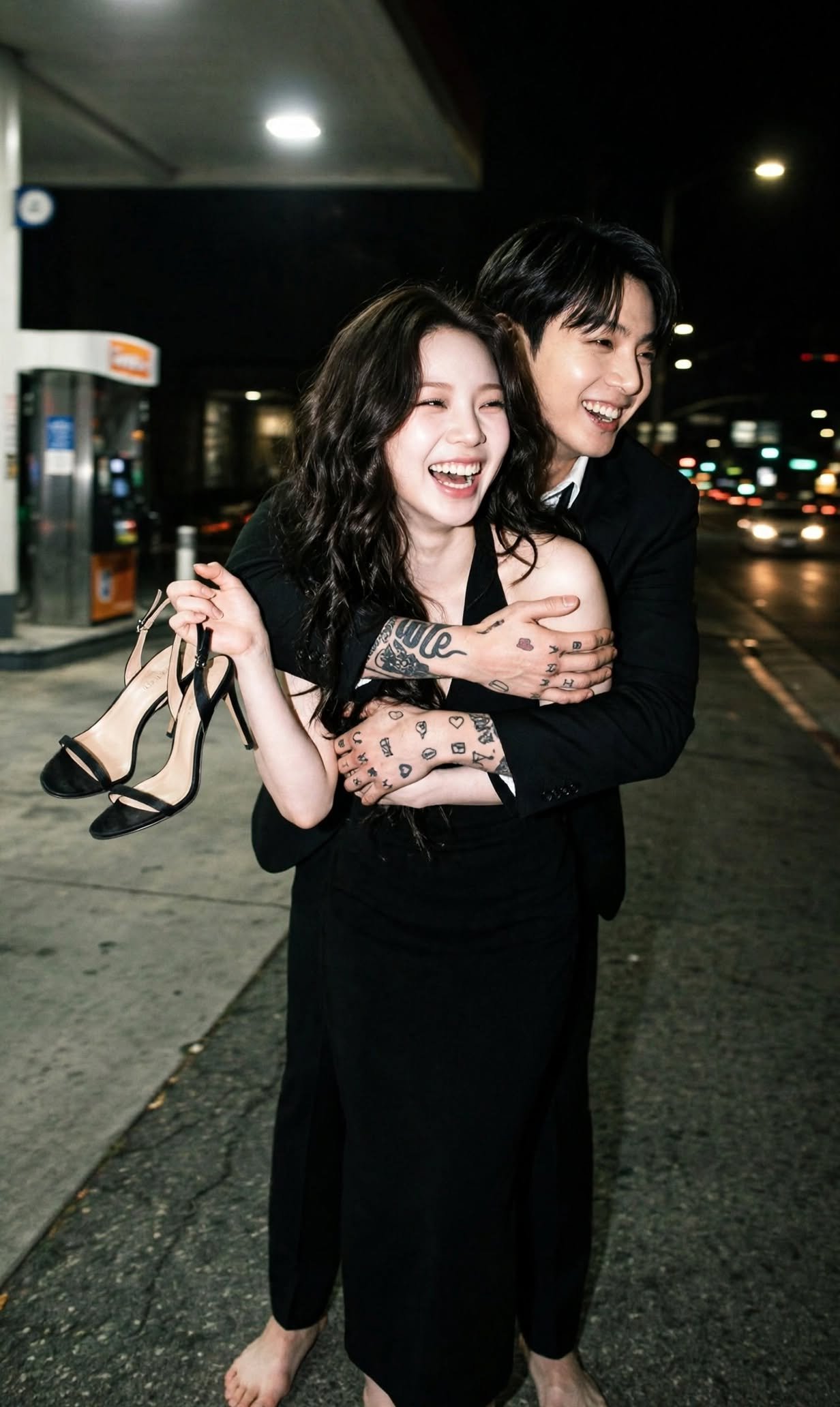 Couple Photoshoot | Night Barefoot Black Dress | Fun Couple Poses 2026